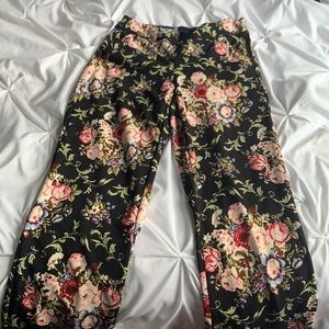 Floral Slim-Fit Flare Pants